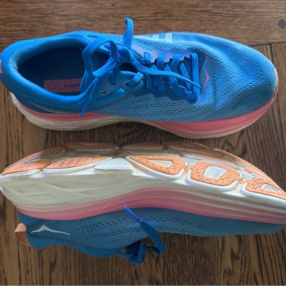 Hoka Women's Vibrant Blue and Pink Athletic Shoes - Picture 3 of 12